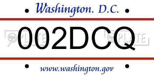 002DCQ District Of Columbia License Plate
