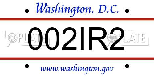 002IR2 District Of Columbia License Plate