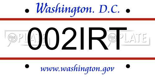 002IRT District Of Columbia License Plate