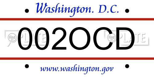 002OCD District Of Columbia License Plate