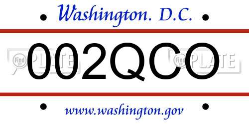 002QCO District Of Columbia License Plate