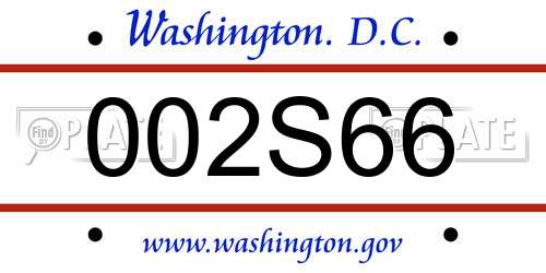 002S66 District Of Columbia License Plate