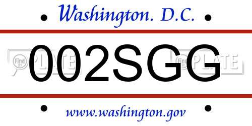 002SGG District Of Columbia License Plate