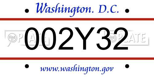 002Y32 District Of Columbia License Plate