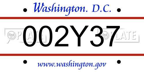 002Y37 District Of Columbia License Plate