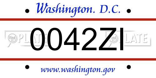 0042ZI District Of Columbia License Plate
