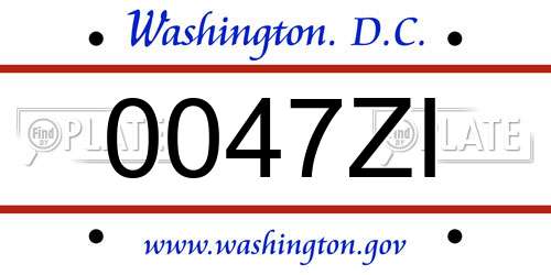 0047ZI District Of Columbia License Plate