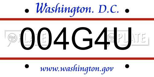 004G4U District Of Columbia License Plate