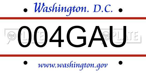004GAU District Of Columbia License Plate