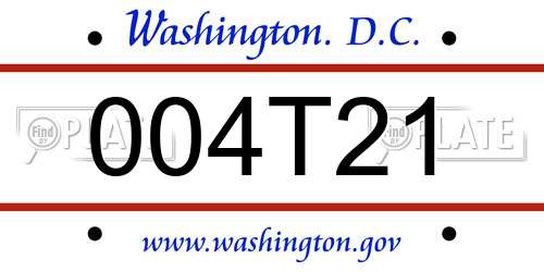 004T21 District Of Columbia License Plate