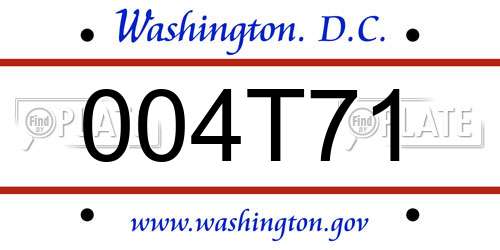 004T71 District Of Columbia License Plate