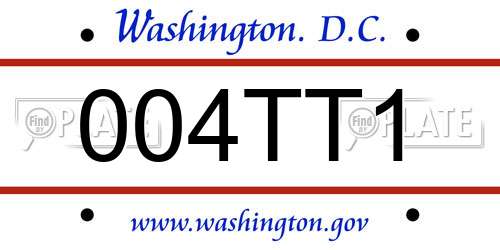 004TT1 District Of Columbia License Plate