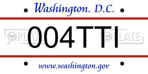 004TTI District Of Columbia License Plate