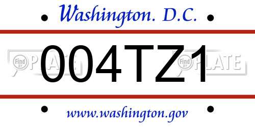 004TZ1 District Of Columbia License Plate