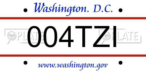 004TZI District Of Columbia License Plate