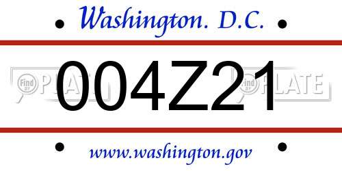 004Z21 District Of Columbia License Plate