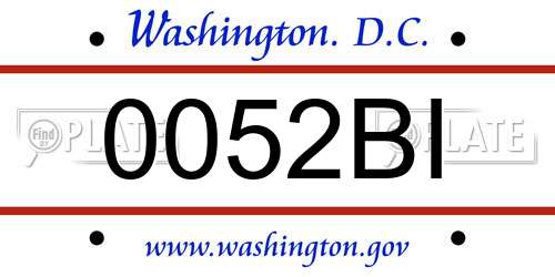 0052BI District Of Columbia License Plate