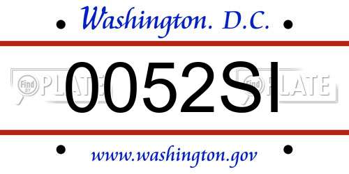 0052SI District Of Columbia License Plate