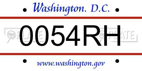 0054RH District Of Columbia License Plate