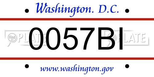 0057BI District Of Columbia License Plate