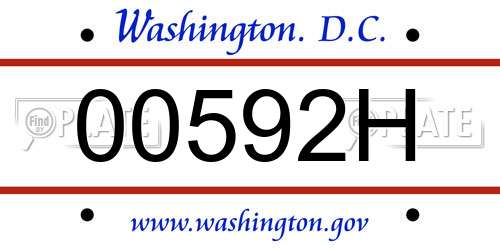 00592H District Of Columbia License Plate