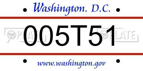 005T51 District Of Columbia License Plate