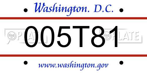 005T81 District Of Columbia License Plate