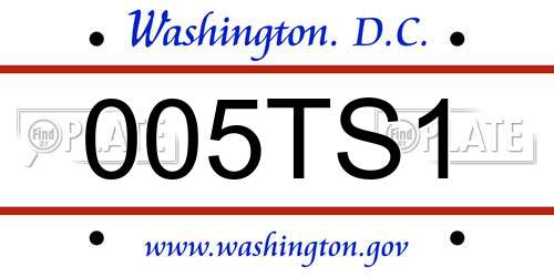 005TS1 District Of Columbia License Plate