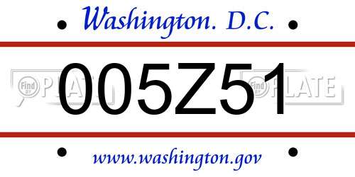 005Z51 District Of Columbia License Plate
