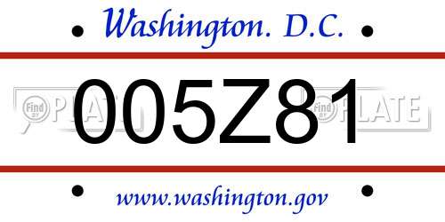 005Z81 District Of Columbia License Plate