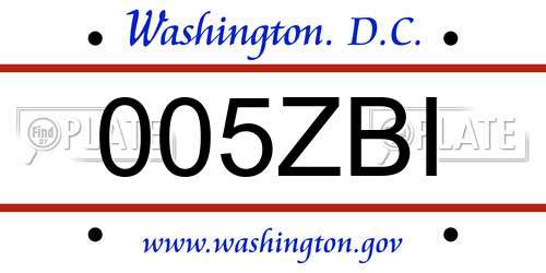 005ZBI District Of Columbia License Plate