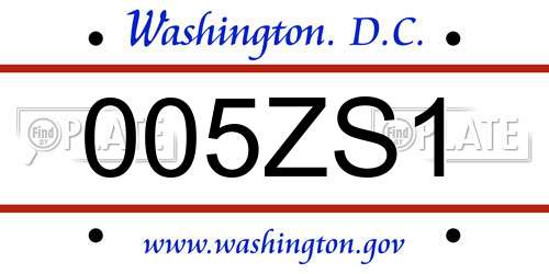 005ZS1 District Of Columbia License Plate