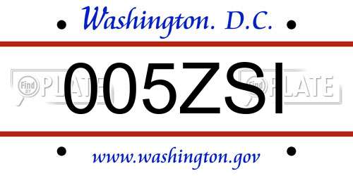 005ZSI District Of Columbia License Plate