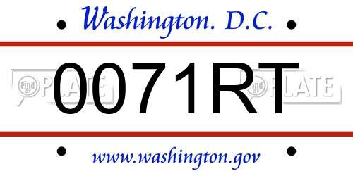 0071RT District Of Columbia License Plate