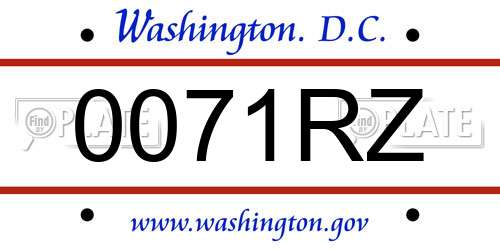 0071RZ District Of Columbia License Plate