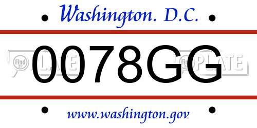 0078GG District Of Columbia License Plate