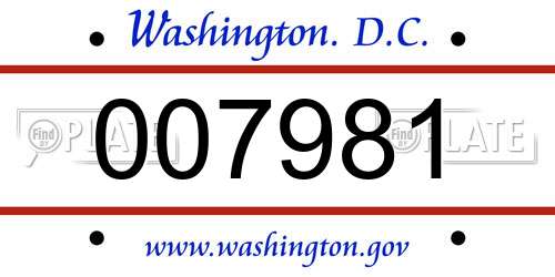 007981 District Of Columbia License Plate