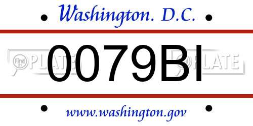 0079BI District Of Columbia License Plate