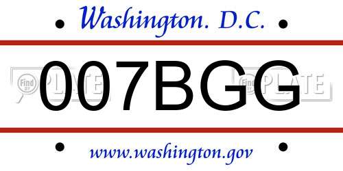 007BGG District Of Columbia License Plate