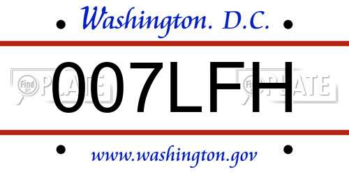 007LFH District Of Columbia License Plate