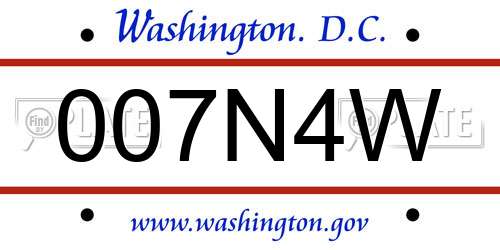 007N4W District Of Columbia License Plate