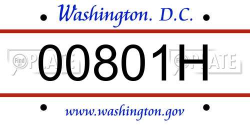 00801H District Of Columbia License Plate
