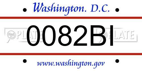 0082BI District Of Columbia License Plate