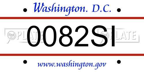 0082SI District Of Columbia License Plate