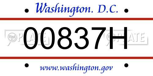 00837H District Of Columbia License Plate