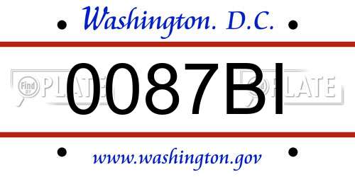 0087BI District Of Columbia License Plate