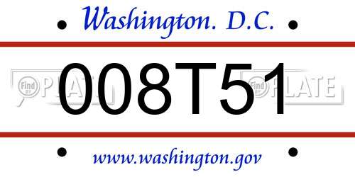 008T51 District Of Columbia License Plate