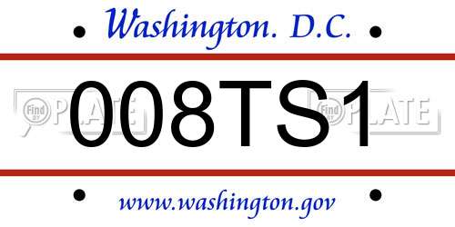008TS1 District Of Columbia License Plate