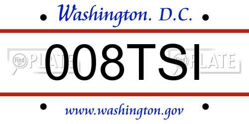 008TSI District Of Columbia License Plate