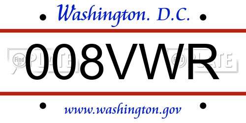 008VWR District Of Columbia License Plate